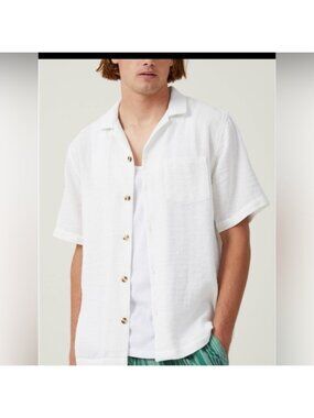Cotton On Short Sleeve Button Down Shirt Mens XXL Viscose Casual Summer